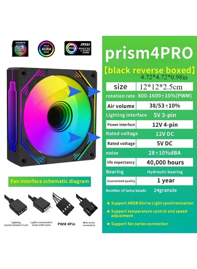 مجموعة محور تحكم مروحة تبريد ARGB مع تحكم في درجة الحرارة عبر تعديل عرض النبضة (PWM) لصندوق الكمبيوتر - Image 2