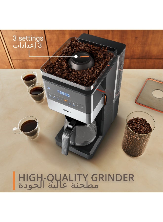 KRUPS Grind Aroma XL | Drip Coffee Maker | Detachable Conical Grinder | Easy Cleaning | Adjustable keep-warm function | 1.5 L Capacity | 12-18 Cups | 1050W | KM8428M0 1.5 L 1050 W KM8428M0 black - Image 3