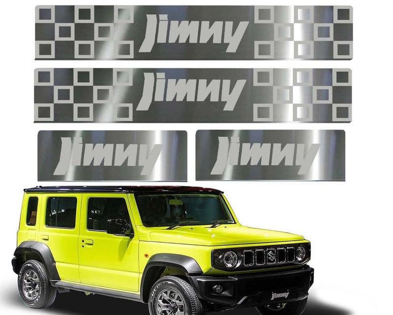 Auto E-Shopping Door Guard Steel Foot Step Sill Car Door Guard Scuff Plate Compatible for Jimny with Adhesive Tape 4 Piece - Image 1