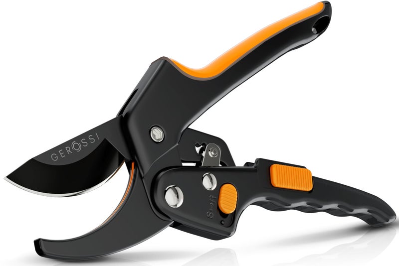 GEROSSI Ratchet Pruning Shears for Gardening Heavy Duty - Increases Cutting Power 3x - Perfect Ratchet Pruners for Weak Hands & Arthritis- 8â€ Anvil Garden Clippers - w/Extra Sharp Blade for Effortless Cutting - Image 1