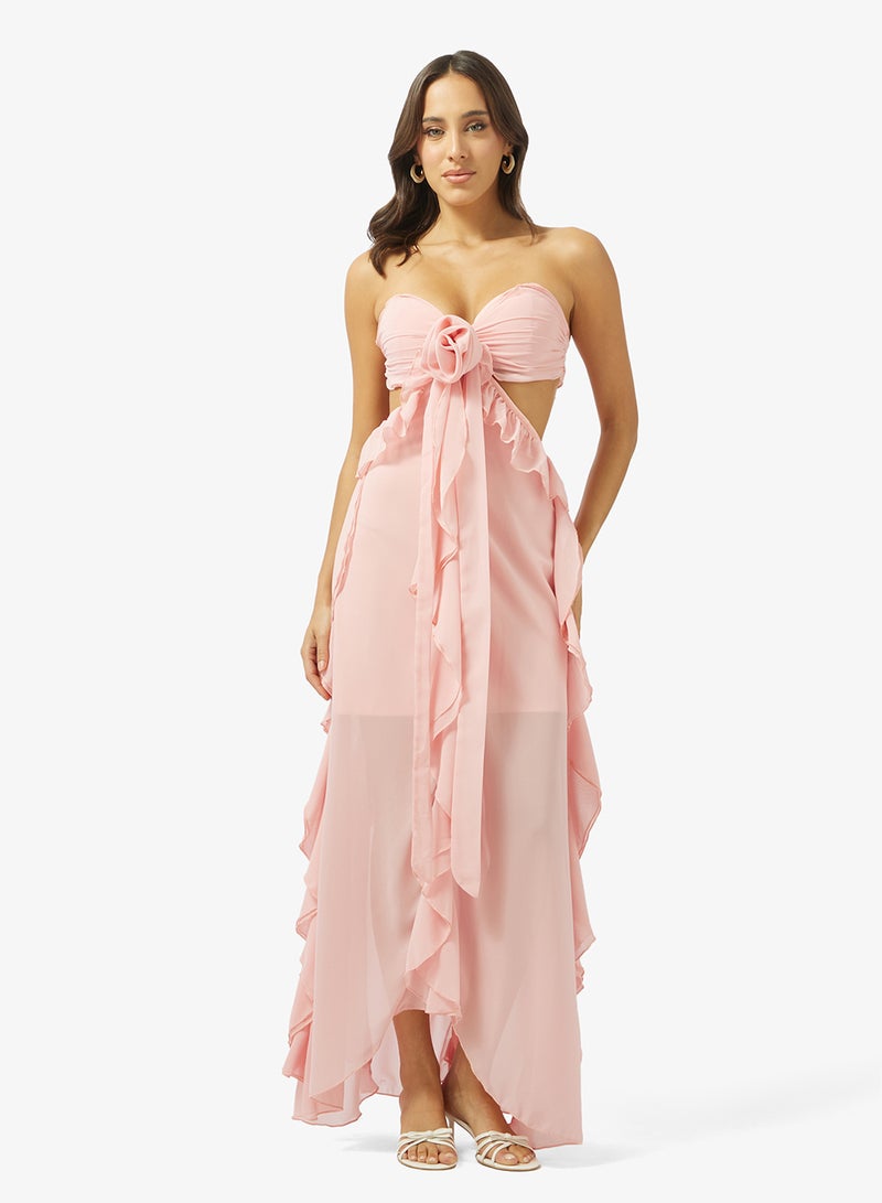 جينجر فستان بحمالات عنق بكشكش بتصميم - Image 1