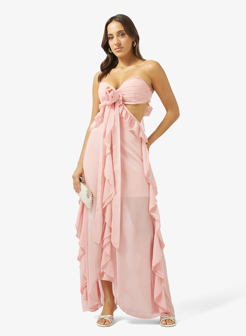 جينجر فستان بحمالات عنق بكشكش بتصميم - Image 4