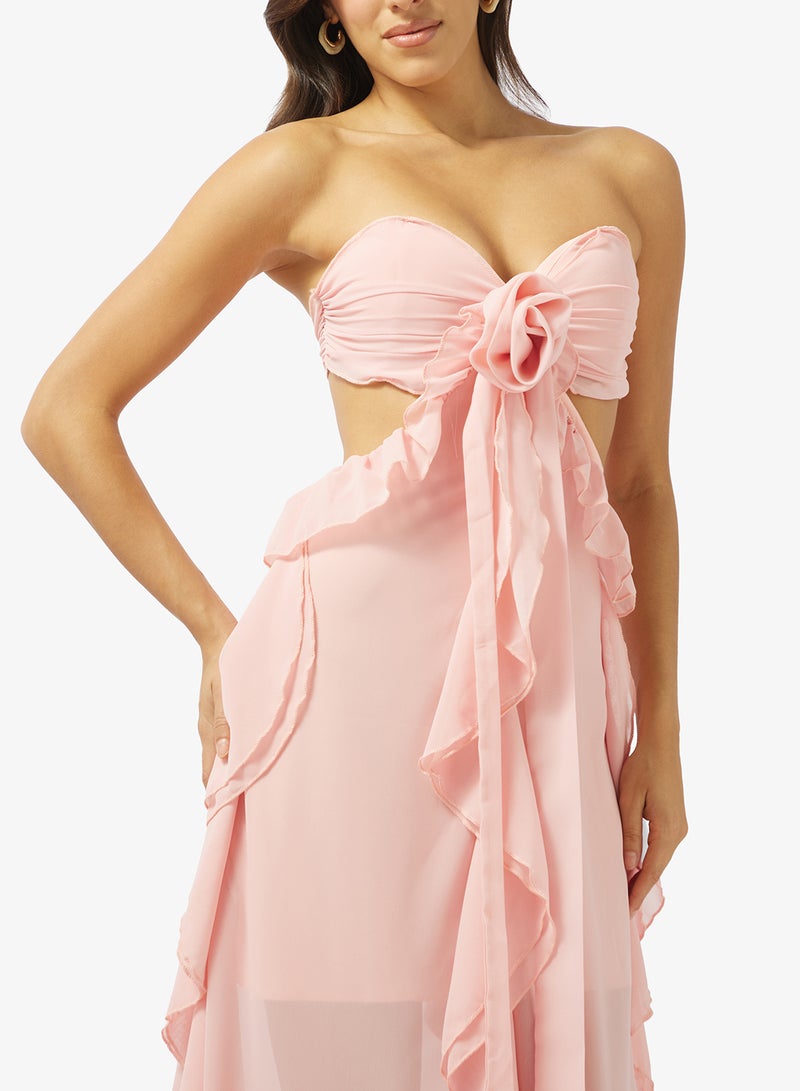 جينجر فستان بحمالات عنق بكشكش بتصميم - Image 3