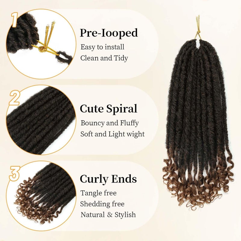 MODERN QUEEN Goddess Locs Crochet Hair 6 Packs, 12 Inch Straight Faux Locs Crochet Braids, Pre-Looped Curly Soft Synthetic Ombre Braiding Hair Extensions for Black Women(12 Inch, 6 Packs, 1B/30#) - Image 4