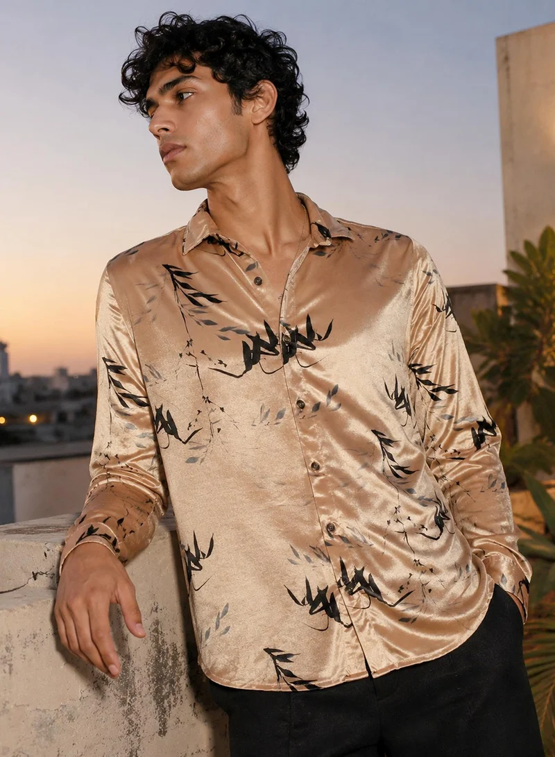 CAHOOT Men's Multi Floral Regular Shirt For Casual Wear | Collared Neck | Long Sleeve | Button Closure | Polyester Shirt Crafted With Comfort Fit For Everyday Wear (126002)