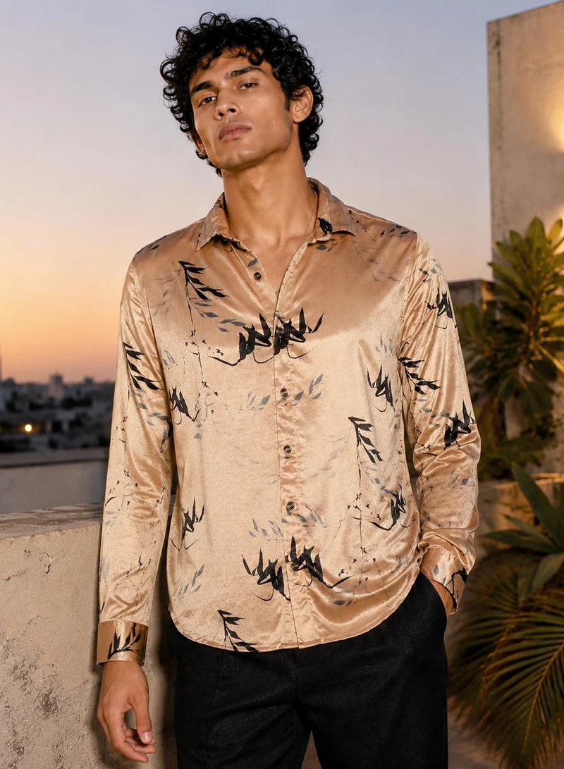 CAHOOT Men's Multi Floral Regular Shirt For Casual Wear | Collared Neck | Long Sleeve | Button Closure | Polyester Shirt Crafted With Comfort Fit For Everyday Wear (126002)