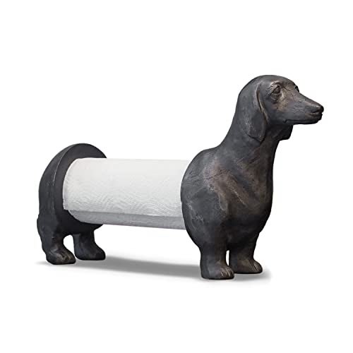 Synovana Vintage Dachshund Dog Paper Towel Holder Black Wiener Dog Tissue Towel Display Stand Freestanding Animal Toilet Paper Holder for Kitchen Countertop Home Decor - Image 1