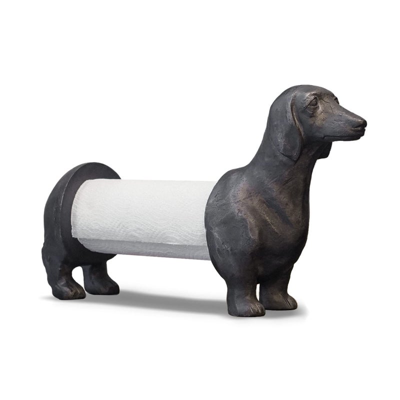 Synovana Vintage Dachshund Dog Paper Towel Holder Black Wiener Dog Tissue Towel Display Stand Freestanding Animal Toilet Paper Holder for Kitchen Countertop Home Decor - Image 2