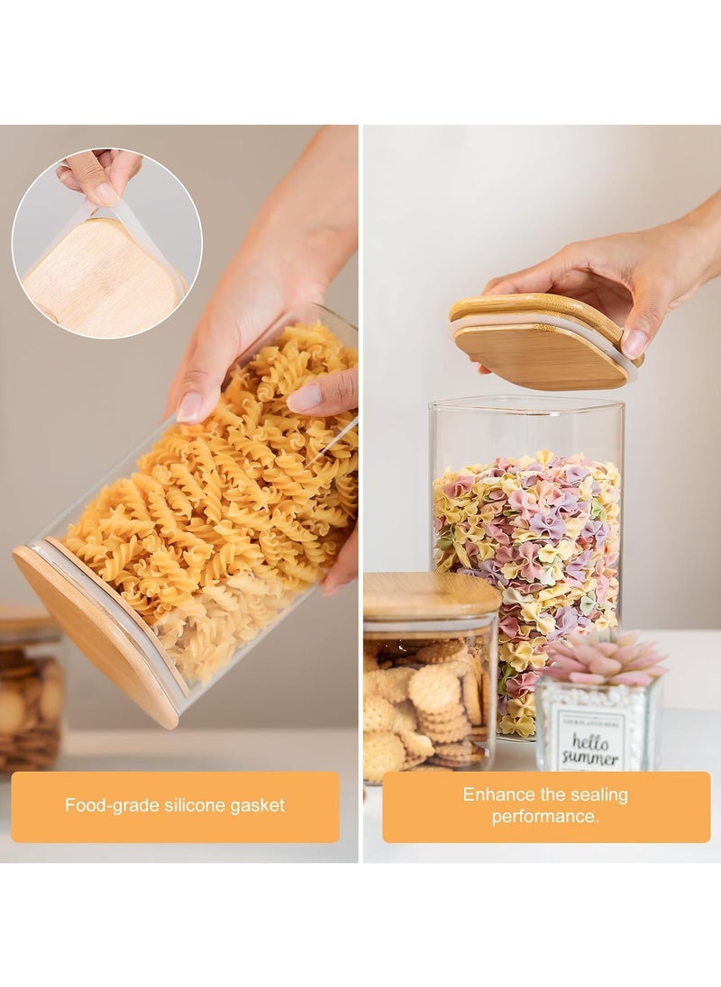 Generic - YUNCANG Glass Storage Jars 6 Pack 37oz Clear Glass Food Storage Containers with Airtight Bamboo Lid Stackable Kitchen Canisters for Candy,Cookie,Rice,Sugar,Flour,Pasta,Nuts and Spice Jars(Square) - Image 1