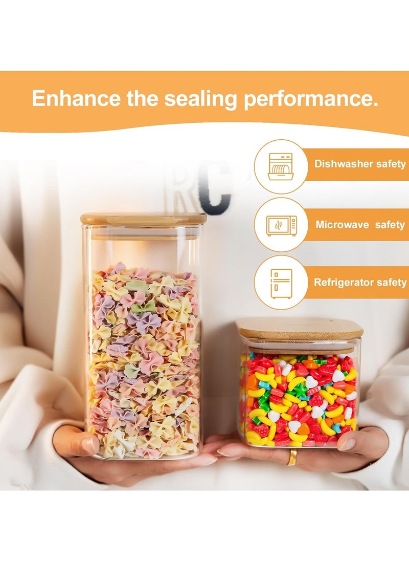 Generic - YUNCANG Glass Storage Jars 6 Pack 37oz Clear Glass Food Storage Containers with Airtight Bamboo Lid Stackable Kitchen Canisters for Candy,Cookie,Rice,Sugar,Flour,Pasta,Nuts and Spice Jars(Square) - Image 1