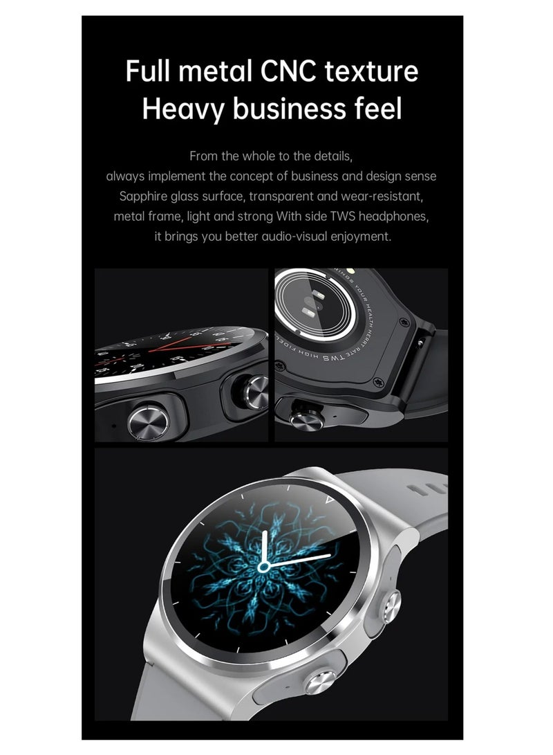 AROAQ GT69 Smart Watch TWS Earphone Heart Rate Blood Pressure  Oxygen BT Call Music Sports Men Women Smartwatch Gray - Image 4