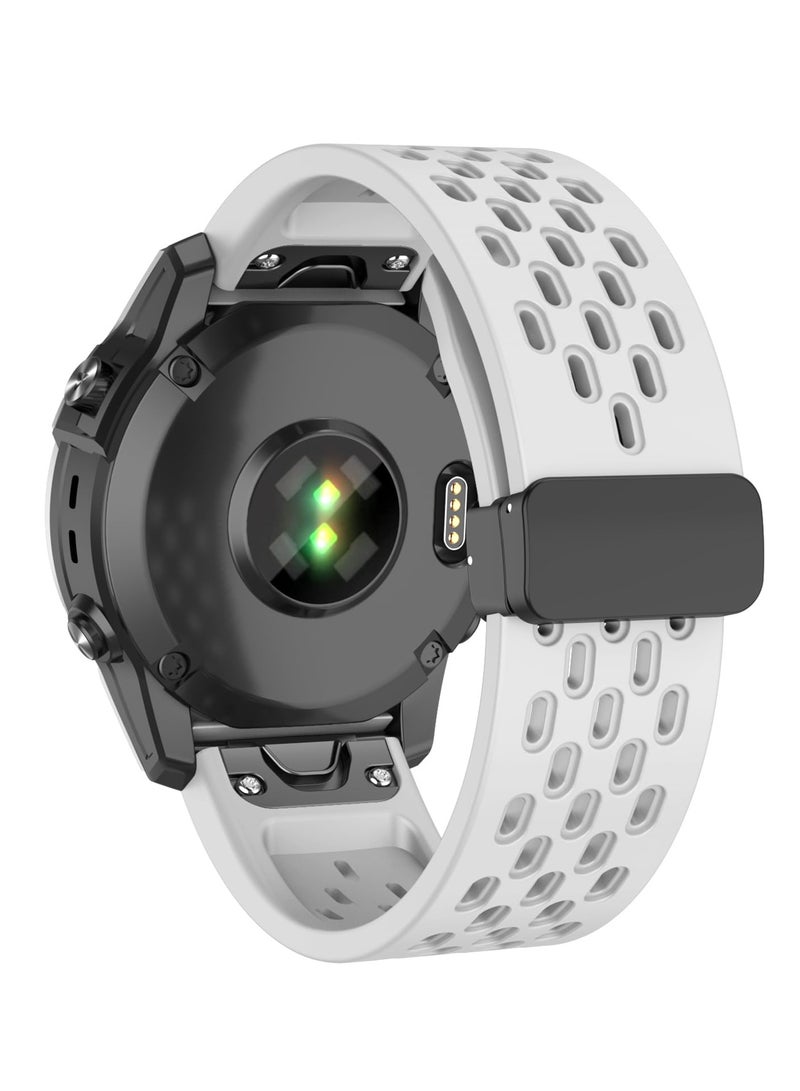 SOLARAE حزام ساعة مغناطيسي سيليكوني سريع التثبيت بقطر 26 مم لسلسلة Garmin Fenix - حزام مريح وقابل للتعديل ومتين متوافق مع Fenix 7X و 6X Pro و 5X Plus والمزيد. - Image 1
