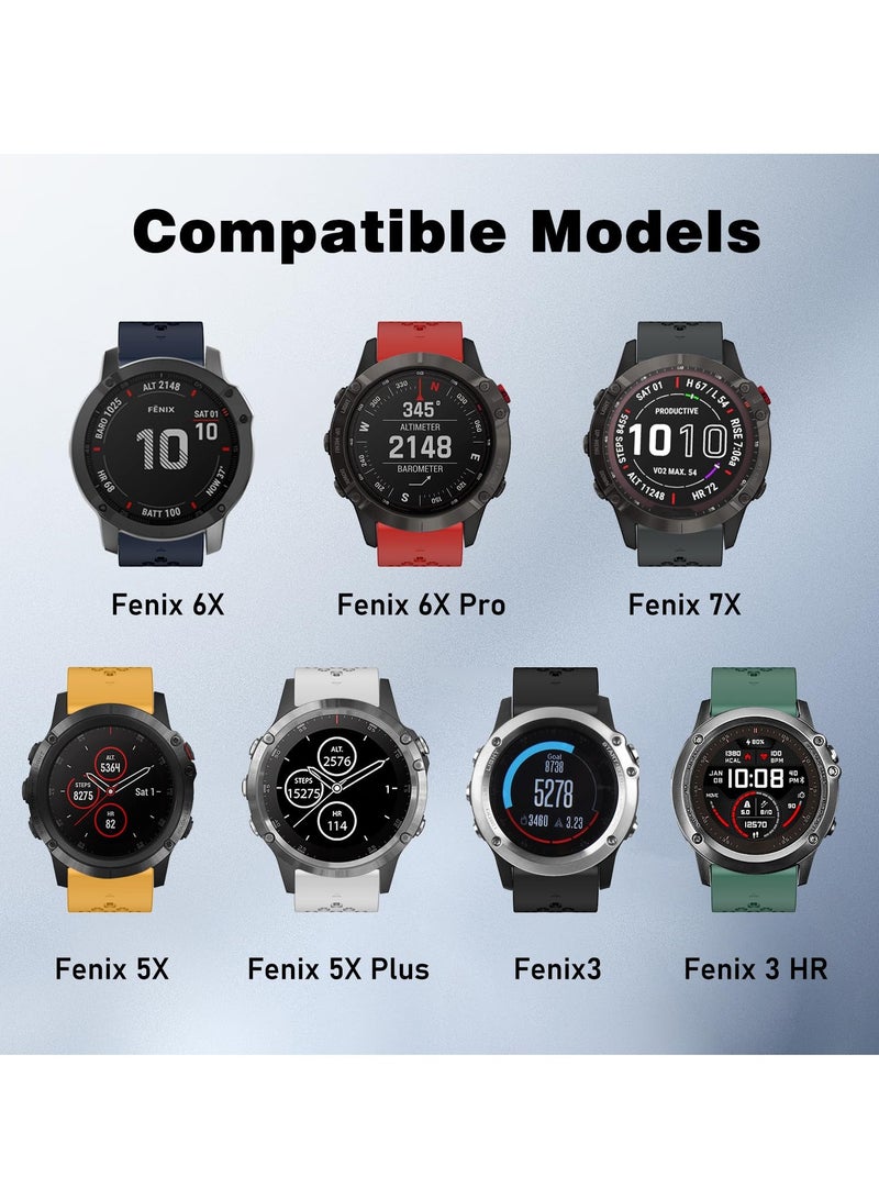 SOLARAE حزام ساعة مغناطيسي سيليكوني سريع التثبيت بقطر 26 مم لسلسلة Garmin Fenix - حزام مريح وقابل للتعديل ومتين متوافق مع Fenix 7X و 6X Pro و 5X Plus والمزيد. - Image 5