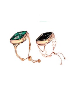 Admos Trending Fashonable Women Full touch Amoled Display Smart Watch with a Golden Bracelet Pair & Additional Chain Watchband 
