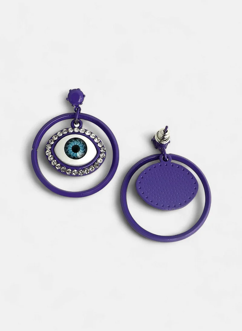 SOHI Stones Studded Contemporary Evil-Eye Artificial Drop Earring Jewellery
