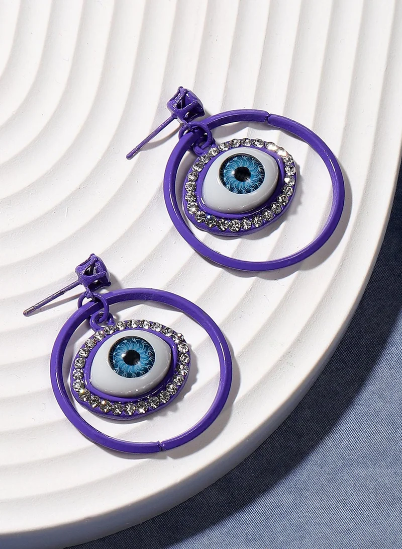 SOHI Stones Studded Contemporary Evil-Eye Artificial Drop Earring Jewellery