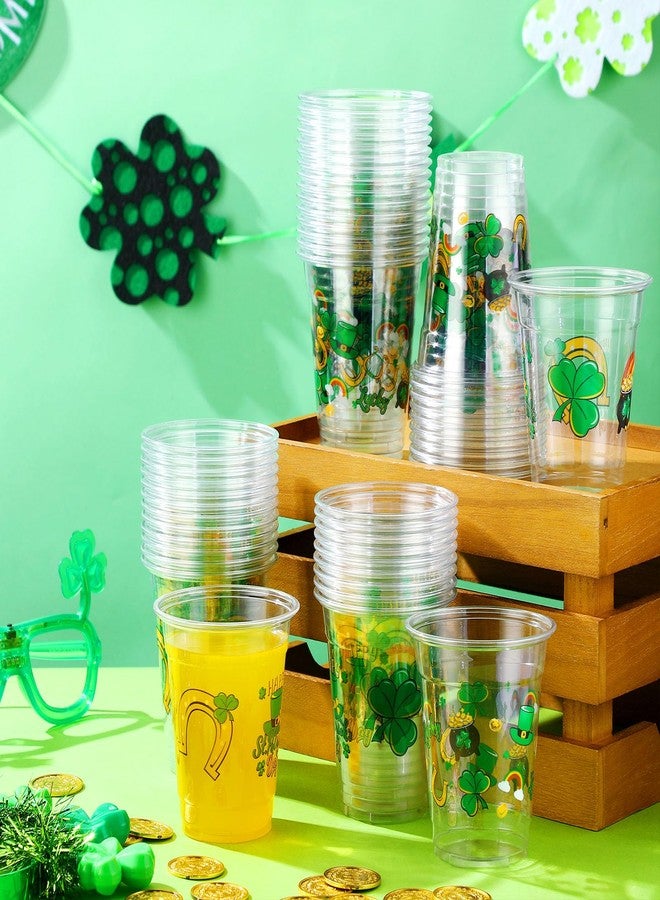 Sliner 50 Pieces St. Patrick's Day Cups Bulk 12 oz Disposable Plastic Green Shamrock Clear Drinking Beverage Cups for St Patrick day Irish Party Decoration Supplies, 4 Styles (Cute) - Image 4