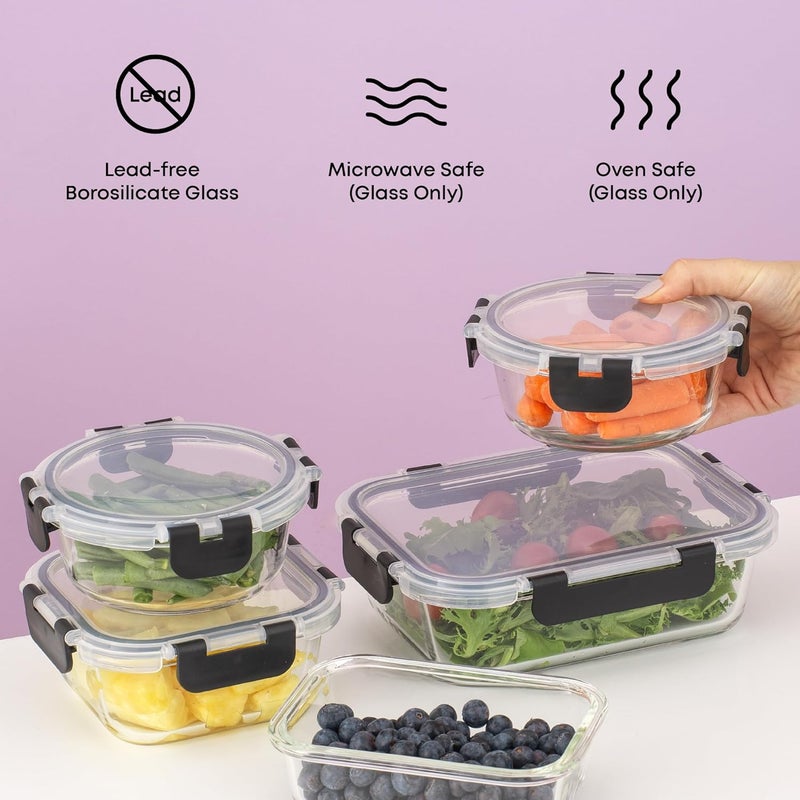 JoyJolt JoyFul by 24pc Borosilicate Glass Storage Containers with Lids. 12 Airtight, Freezer Safe Food Storage Containers, Pantry Kitchen Storage Containers, Glass Meal Prep Container for Lunch - Image 5
