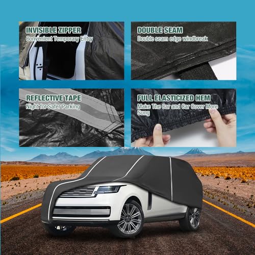 BERKSYDE Fluorescent Strip Design Waterproof Car Cover Compatible for Range Rover 2011-2024 All Weather 6 Layers Full Car Cover with Storage Bag (11-24 Range Rover) - Image 3