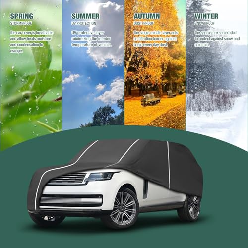 BERKSYDE Fluorescent Strip Design Waterproof Car Cover Compatible for Range Rover 2011-2024 All Weather 6 Layers Full Car Cover with Storage Bag (11-24 Range Rover) - Image 5