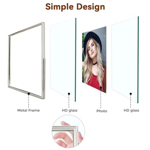 AhaGo Silver Floating Frame (6"x8", Vertical), For Picture 5x7, 4x6, 3x5, Small Desktop Photo Frame, Classy Gift For Festival, Wedding, Home or Office Décor - Image 5