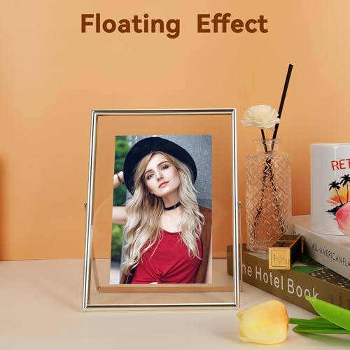 AhaGo Silver Floating Frame (6"x8", Vertical), For Picture 5x7, 4x6, 3x5, Small Desktop Photo Frame, Classy Gift For Festival, Wedding, Home or Office Décor - Image 4