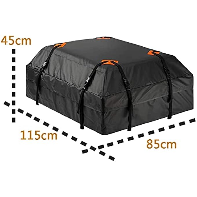 rayihni حقيبة سقف السيارة للسفر حاملة البضائع على السقف قابلة للطي، مقاومة للماء، مقاومة للاهتراء ومقاومة للزلازل. 15 مكعب (أسود) - Image 3