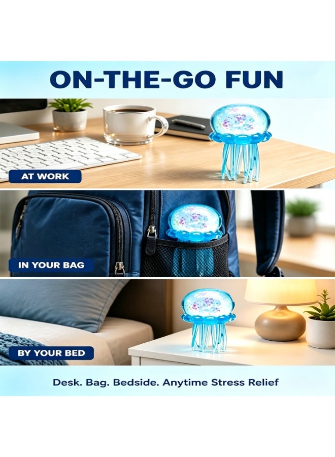 Jelly Squish Blue Jellyfish Fidget Toy - Super Solid Squish Stress Relief Sensory Squeeze Toy for Kids & Adults, Anti-Anxiety ADHD Focus Desk Toy（BLUE） - Image 4