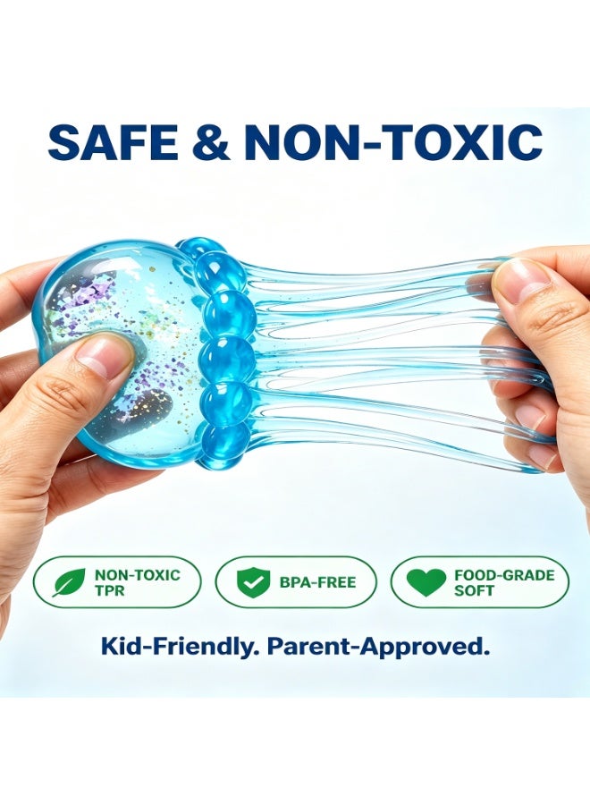 Jelly Squish Blue Jellyfish Fidget Toy - Super Solid Squish Stress Relief Sensory Squeeze Toy for Kids & Adults, Anti-Anxiety ADHD Focus Desk Toy（BLUE） - Image 3