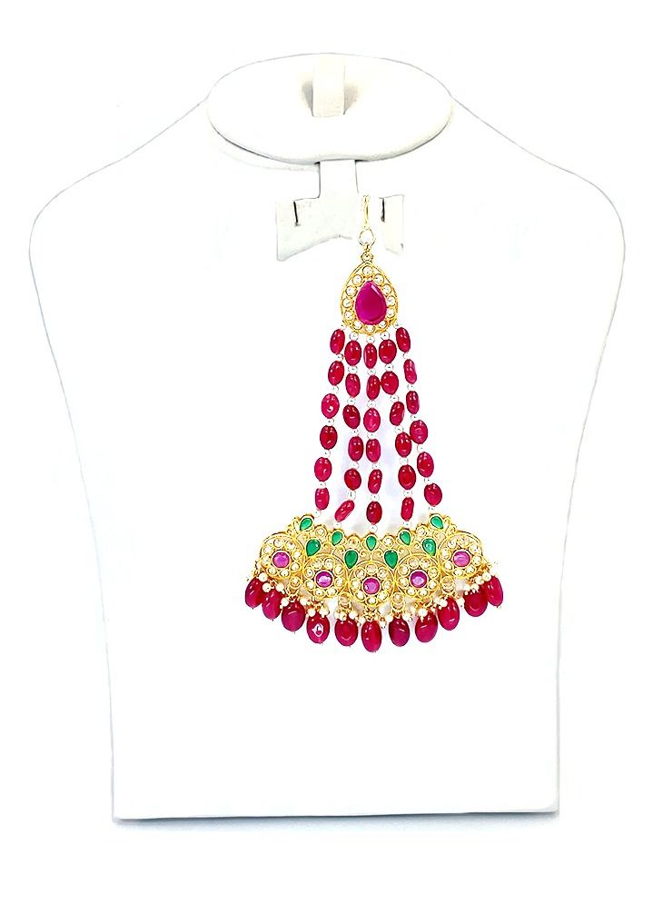 GOHONA GOHONA Traditional Indian Head Jhoomar Passa Jewelry Side Tikka for Women  - Image 2