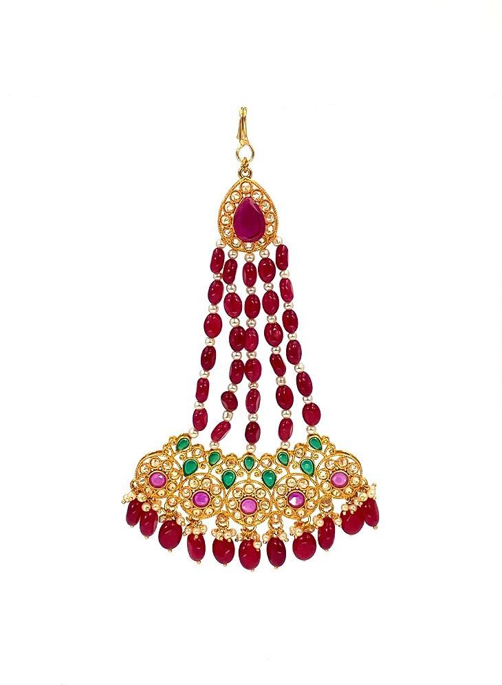 GOHONA GOHONA Traditional Indian Head Jhoomar Passa Jewelry Side Tikka for Women  - Image 1