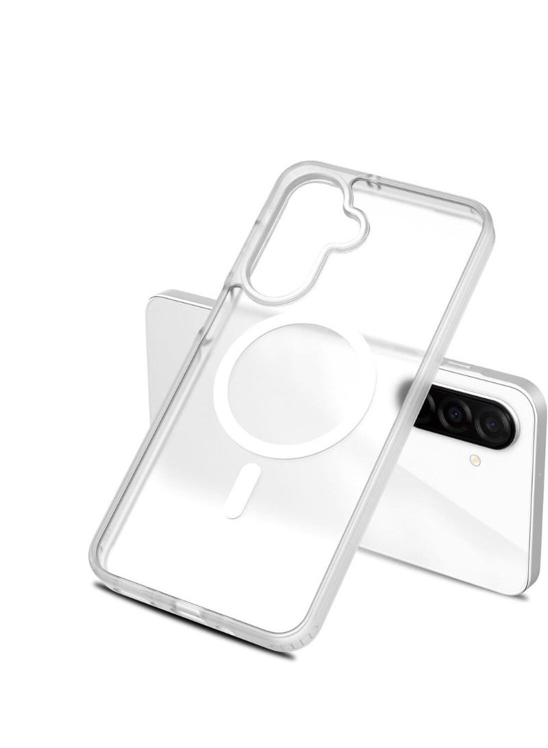 جراب لهاتف Samsung Galaxy A17، جراب مغناطيسي عسكري للحماية من السقوط ومضاد للاصفرار، جراب هاتف محمول قوي ومتين مقاوم للصدمات، جراب شفاف (شفاف) - Image 2