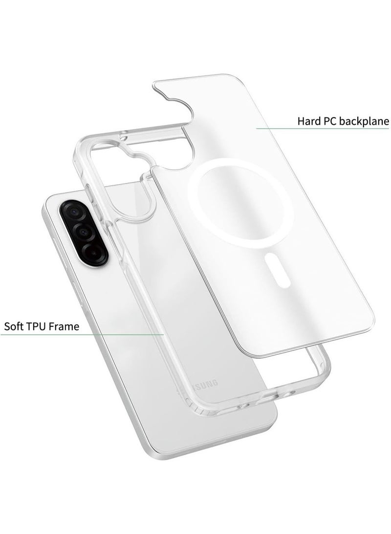 جراب لهاتف Samsung Galaxy A17، جراب مغناطيسي عسكري للحماية من السقوط ومضاد للاصفرار، جراب هاتف محمول قوي ومتين مقاوم للصدمات، جراب شفاف (شفاف) - Image 5