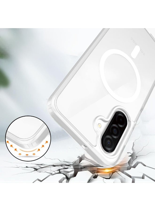 جراب لهاتف Samsung Galaxy A17، جراب مغناطيسي عسكري للحماية من السقوط ومضاد للاصفرار، جراب هاتف محمول قوي ومتين مقاوم للصدمات، جراب شفاف (شفاف) - Image 3