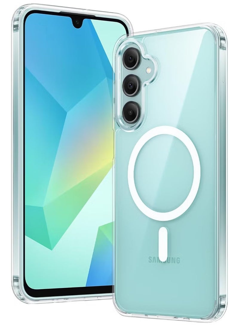 جراب لهاتف Samsung Galaxy A17، جراب مغناطيسي عسكري للحماية من السقوط ومضاد للاصفرار، جراب هاتف محمول قوي ومتين مقاوم للصدمات، جراب شفاف (شفاف) - Image 1