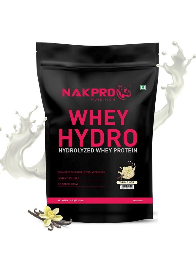 NAKPRO HYDRO Whey Protein Hydrolyzed | 24.89g Protein, 5.45g BCAA | Easy Mixing, Low Carbs, Easy Digesting Whey Protein Supplement Powder for Men, Women & Athletes | 1 Kg (Vanilla) - Image 1