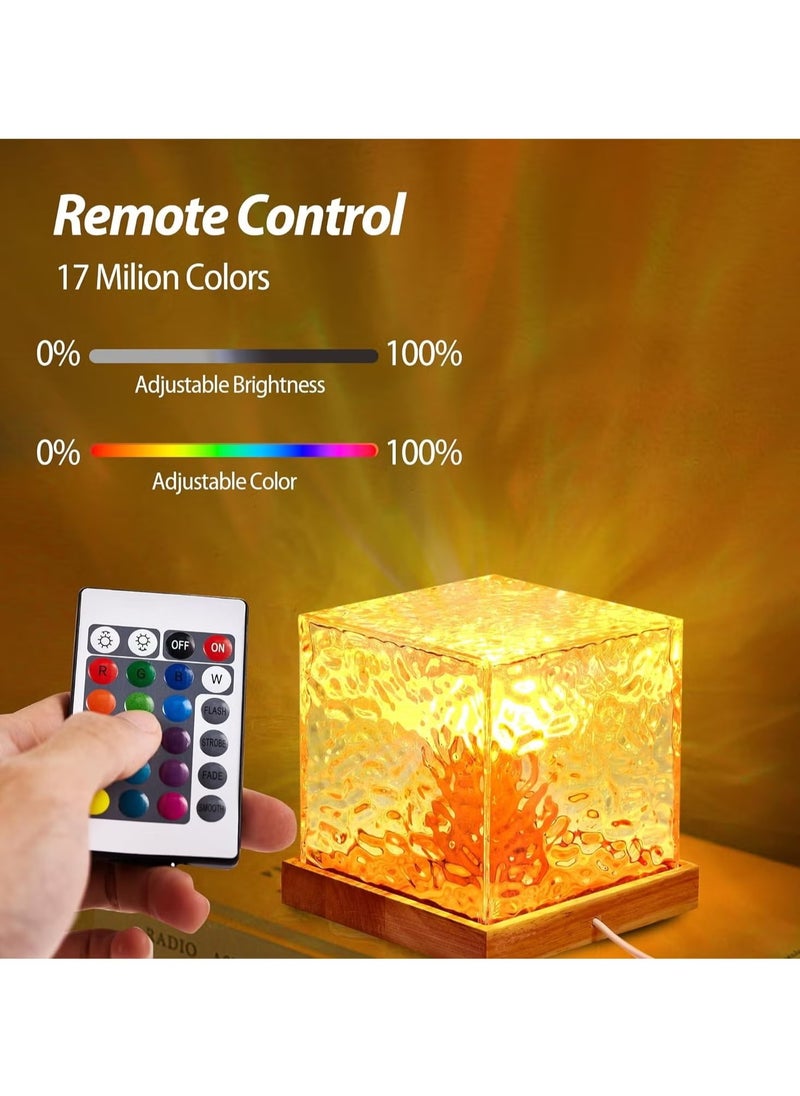 Water Ripple Ambient Light Night Lamp｜360° Adjustable Glow｜16-Color RGB Mood Lighting｜Remote Control｜30 Brightness Modes｜Warm Light Dimming｜Dynamic Water Wave Effect｜Type-C Charging｜Bedroom Living Room Table Decoration｜Valentine’s Day Birthday Gift