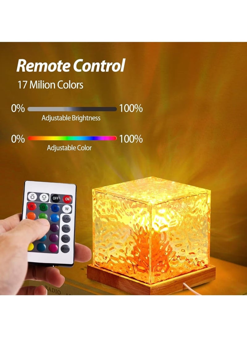 ARNOTEC ضوء محيطي بتأثير تموجات الماء 16 لون RGB مصباح توهج قابل للتعديل 360° مع جهاز تحكم عن بعد وشحن Type-C – مصباح ليلي بقاعدة خشبية لغرفة النوم، غرفة المعيشة والهدايا - Image 5