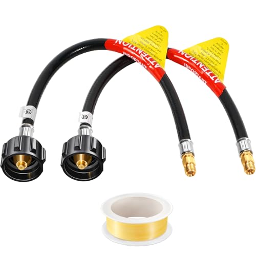 GasSaf 18 inch RV Propane Hose 14 Inverted Camper Propane Hose Connect to 2Stage Auto Changeover Regulator for RVs Campers Trailers 2 pcs - Image 1