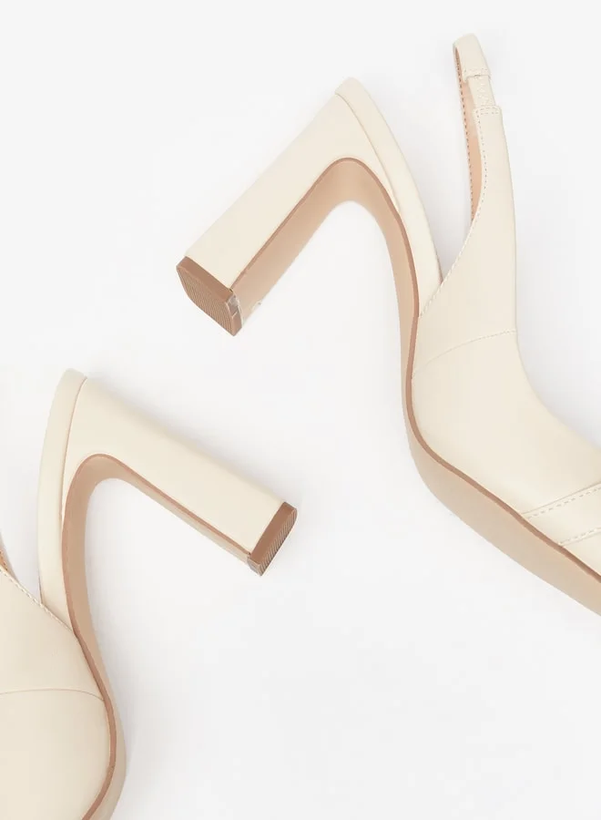 Celeste Women Pointed Toe Slingback Shoes With Block Heel And Metallic Trim