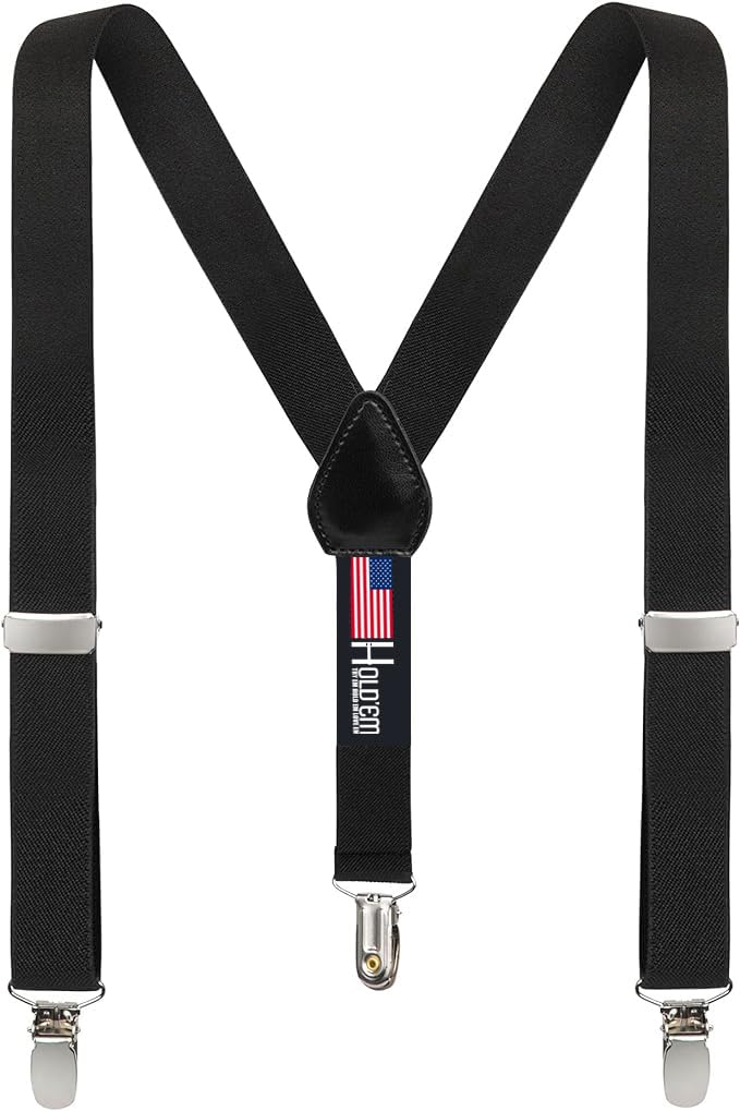 HOLD'EM HOLDEM Suspenders for Kids 1 Inch Suspender Perfect for Tuxedo Black Size 22 - Image 4
