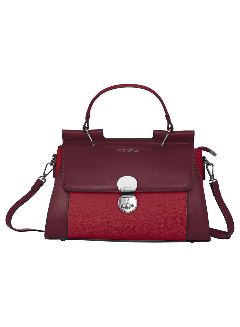 Parajohn Prime Collection Women's Premium PU Leather Handbag with Top Handle & Shoulder Strap, Elegant Lock Closure Tote Bag - Image 1