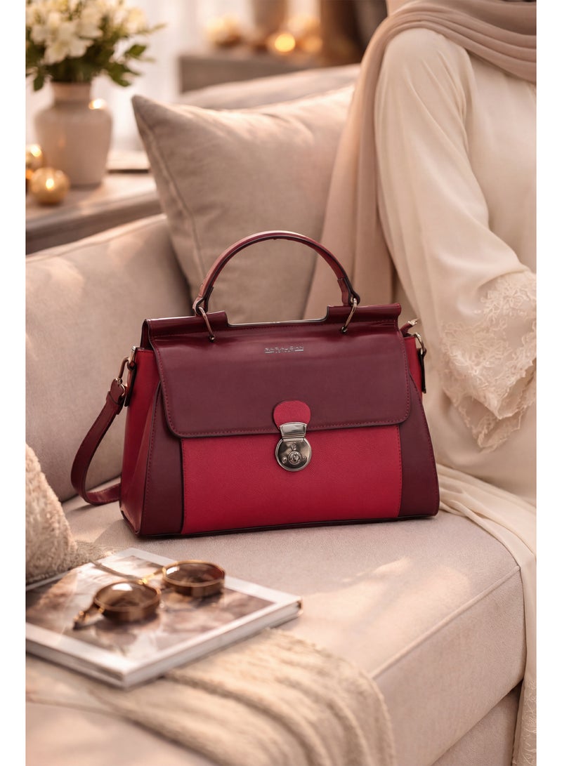 Parajohn Prime Collection Women's Premium PU Leather Handbag with Top Handle & Shoulder Strap, Elegant Lock Closure Tote Bag - Image 5