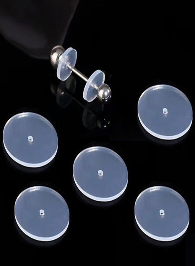 Melimarry 0.55 Inch Silicone Earring Backs Stoppers for Piercings, Clear Discs, 14mm, Non-Pull Stabilizer Pads for Healing Earlobe Support Patches (50 pcs) - Image 1