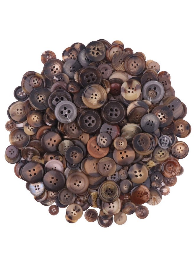 YAKA 300-600 Pcs Assorted Mixed Color And Size Resin Buttons 2 And 4 Holes Round Children'S Manual Button Painting Craft For Sewing Diy Handmade Ornament,Decorations(Brown) - Image 1