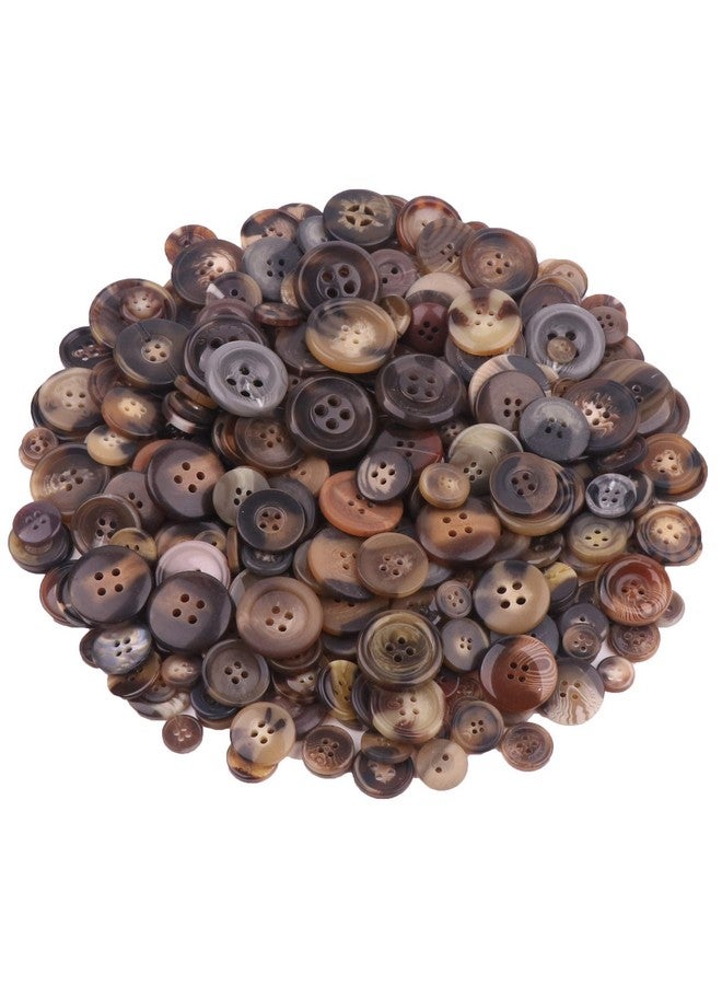 YAKA 300-600 Pcs Assorted Mixed Color And Size Resin Buttons 2 And 4 Holes Round Children'S Manual Button Painting Craft For Sewing Diy Handmade Ornament,Decorations(Brown) - Image 2