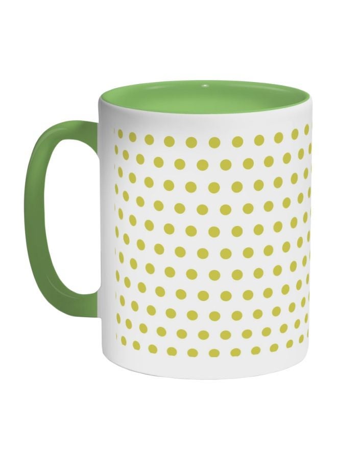 Large And Small Circles Printed Coffee Mug Green/White 325ml