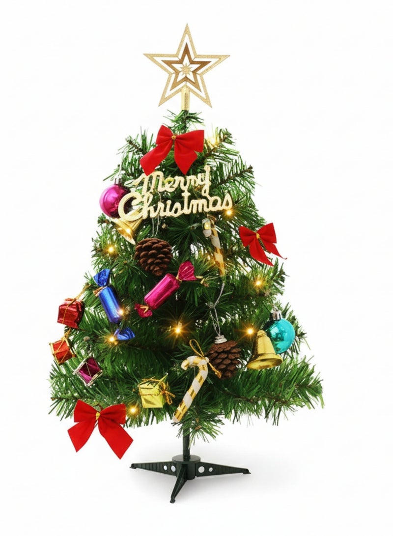 كوول تشيك 20 بوصة/50 سم شجرة عيد الميلاد السطحية، شجرة عيد الميلاد الصغيرة الاصطناعية مع أضواء سلسلة الصمام والزخارف الداخلية ديكور لعيد الميلاد - Image 1