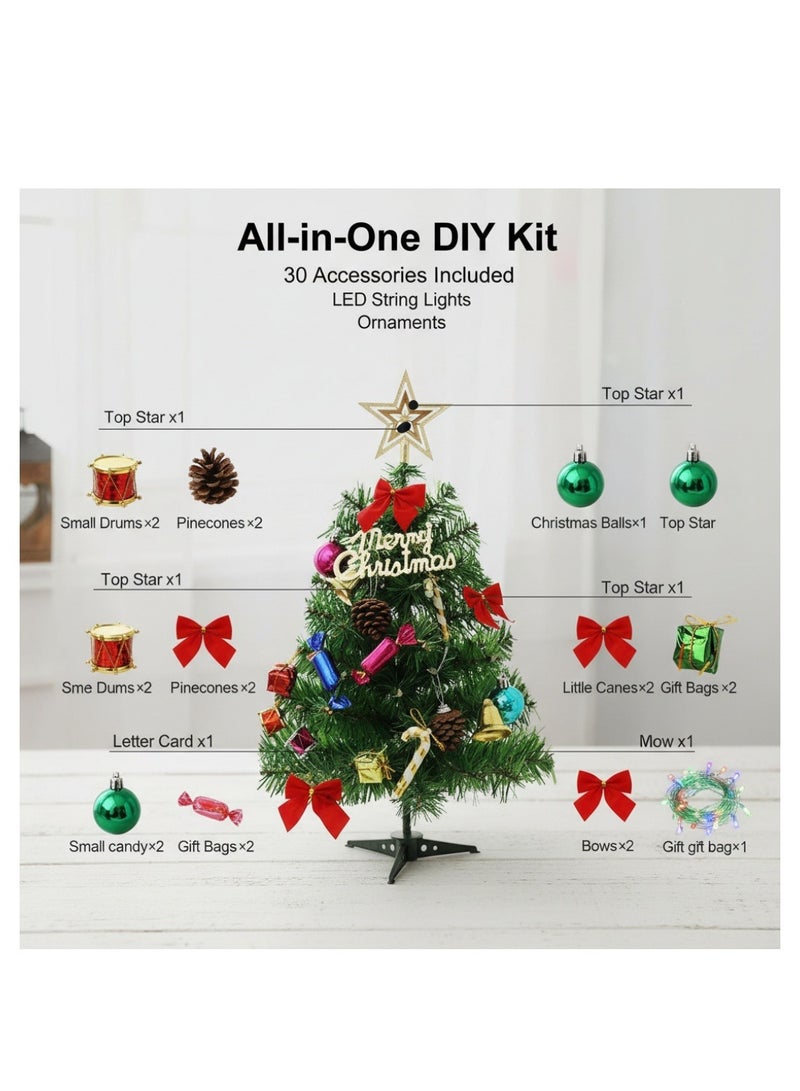 كوول تشيك 20 بوصة/50 سم شجرة عيد الميلاد السطحية، شجرة عيد الميلاد الصغيرة الاصطناعية مع أضواء سلسلة الصمام والزخارف الداخلية ديكور لعيد الميلاد - Image 2