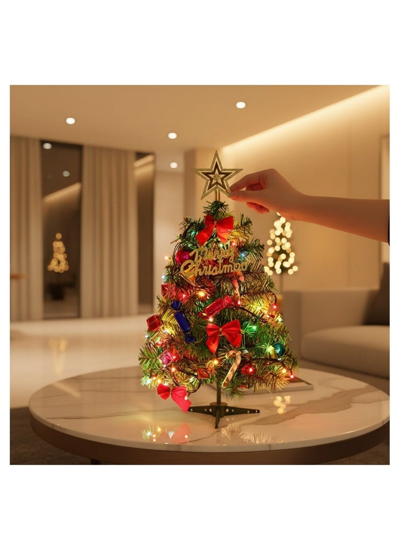 كوول تشيك 20 بوصة/50 سم شجرة عيد الميلاد السطحية، شجرة عيد الميلاد الصغيرة الاصطناعية مع أضواء سلسلة الصمام والزخارف الداخلية ديكور لعيد الميلاد - Image 3